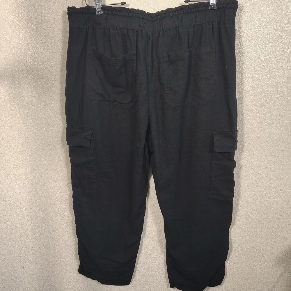 Time and Tru Women's Black Cargo Pants Size XL (16-18) Elastic Waist Drawstring
